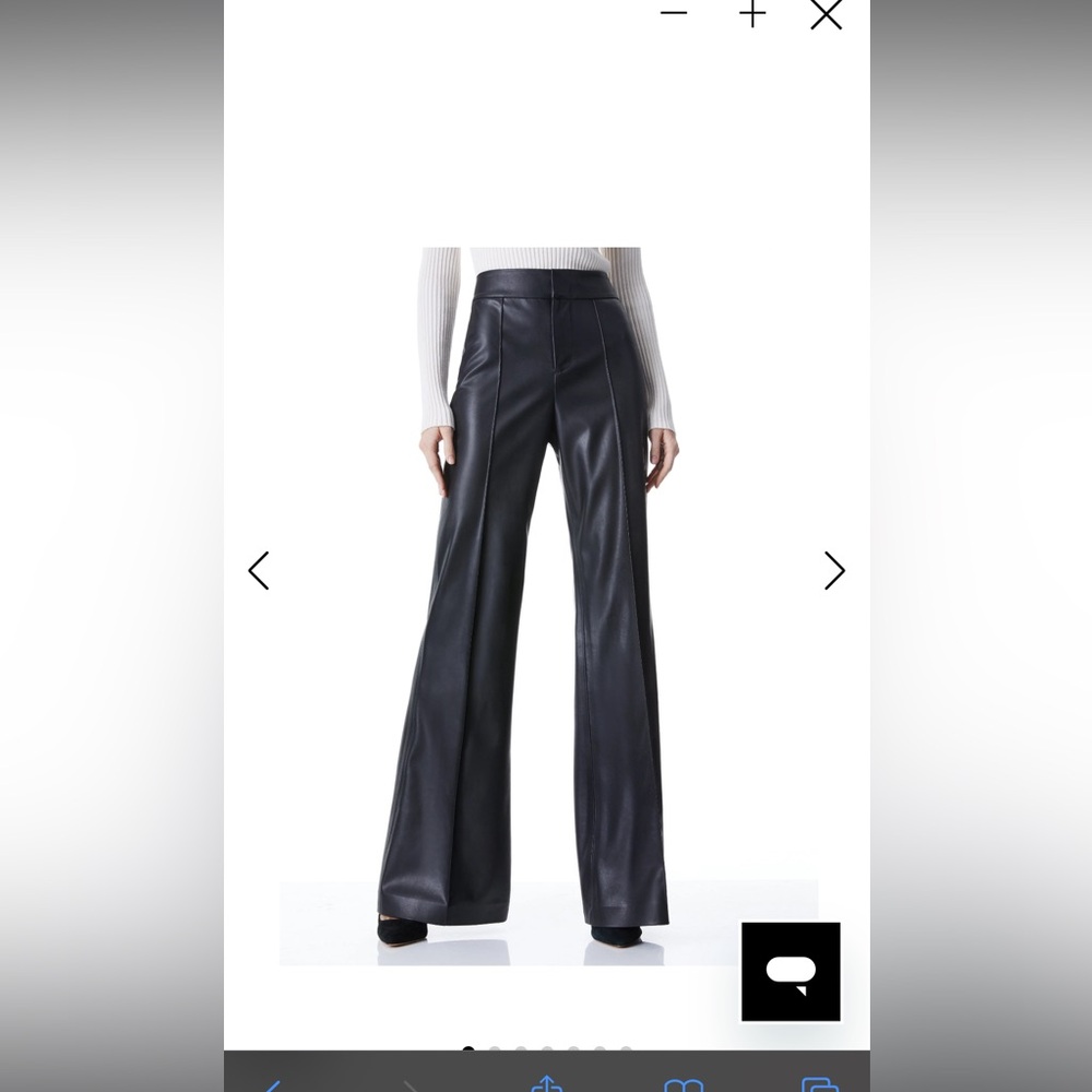 Alice &  Olivia Dylan Vegan Leather Wide Leg Trouser Pant